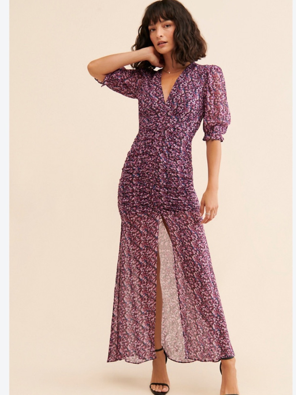 Saylor Blosson Ruched Floral Maxi Dress